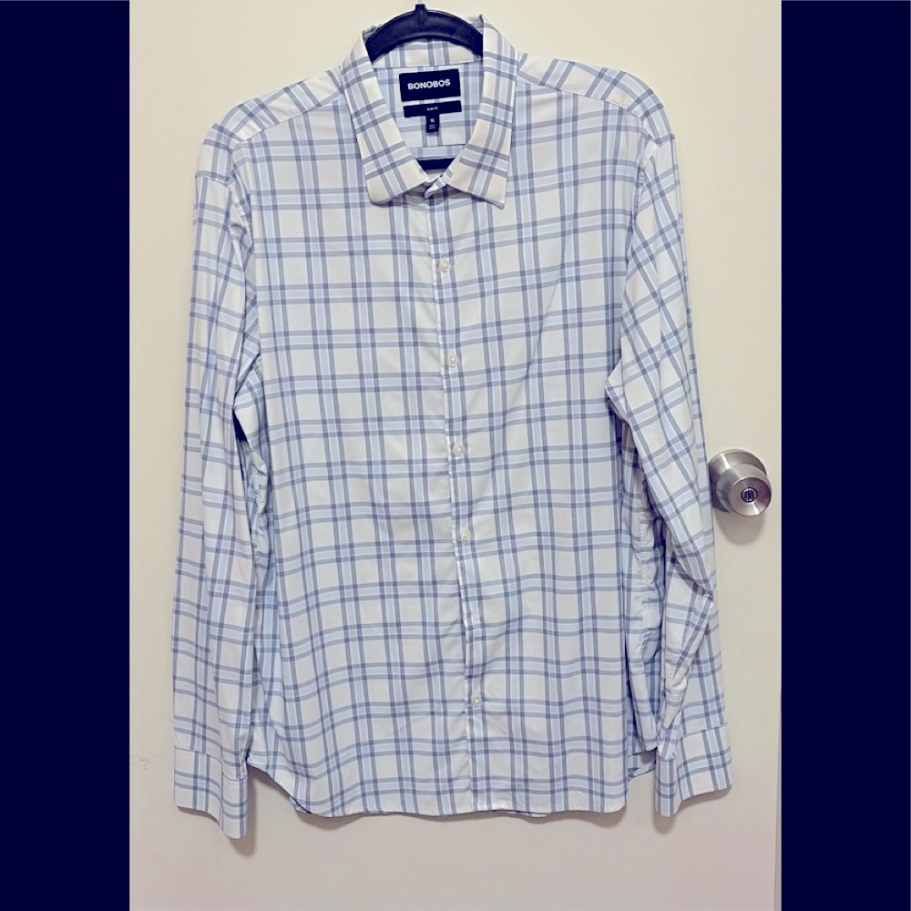 Bonobos Men’s Long Sleeves Blue and White